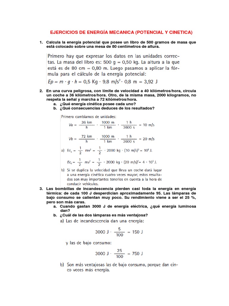 Ejercicios Resueltos de Energia Potencial y
