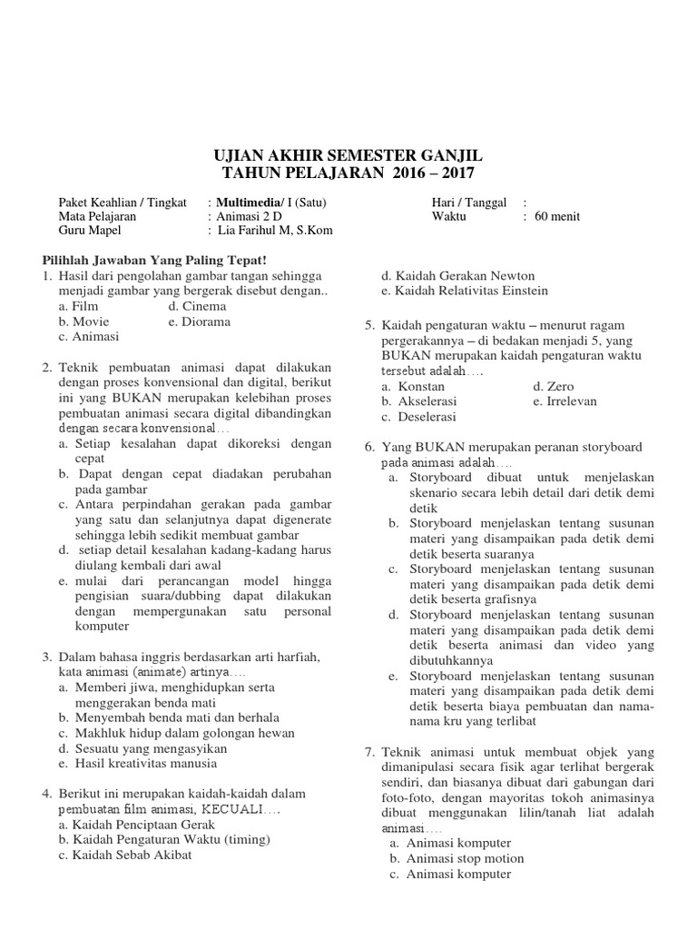 Soal Animasi 2d Docx