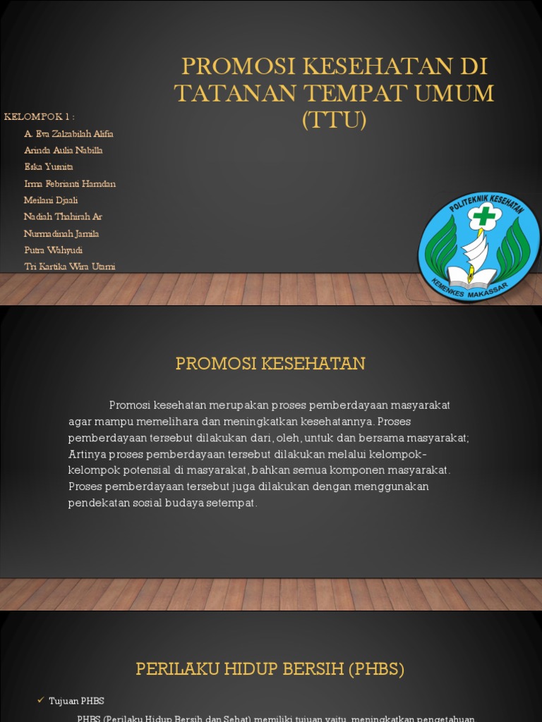 Promosi Kesehatan Di Tatanan Tempat Umum Ttu