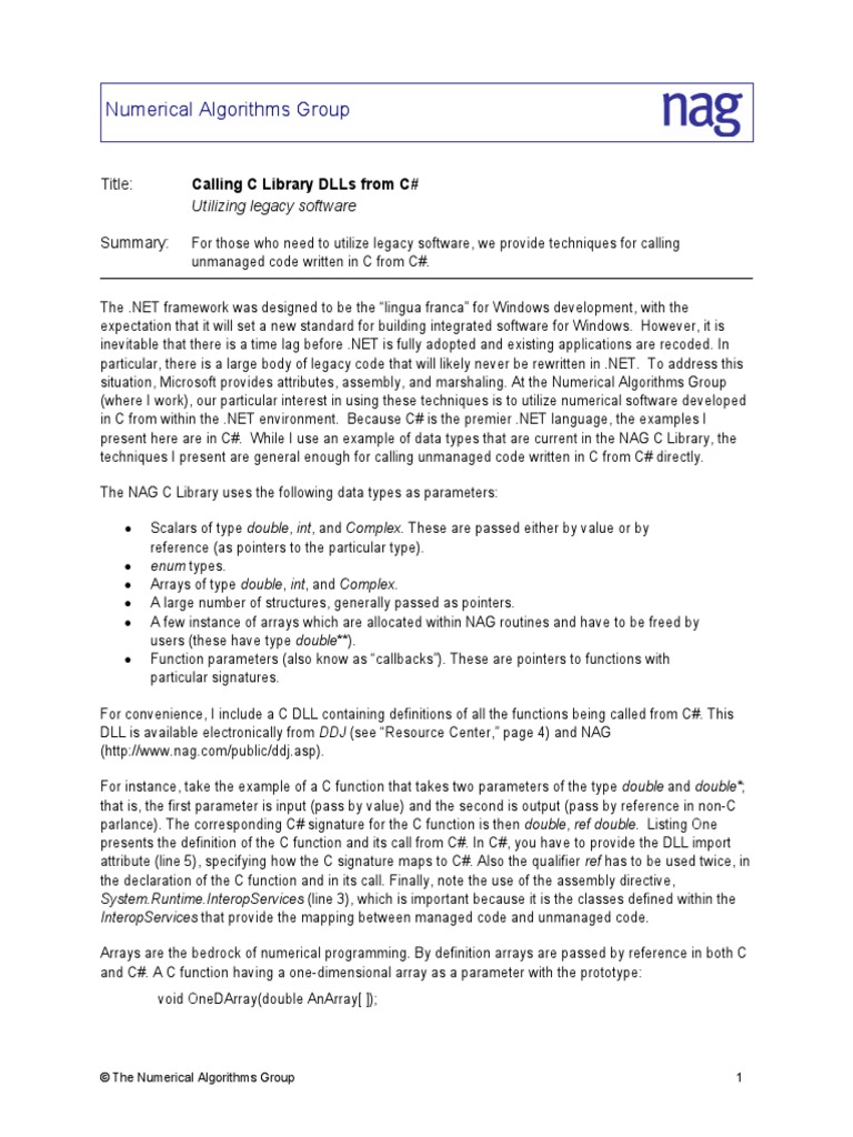 Calling C Library DLLs From C Sharp PDF | PDF | C (Programming Language ...