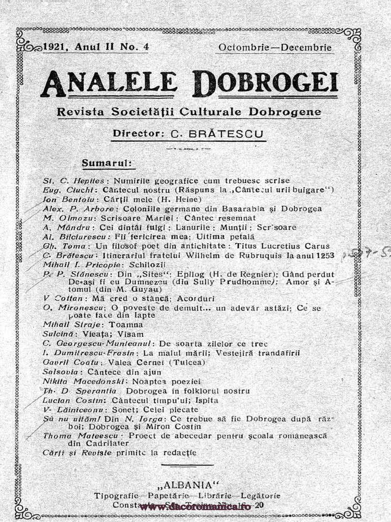 Analele Dobrogei 1921 Nr 4 Pdf