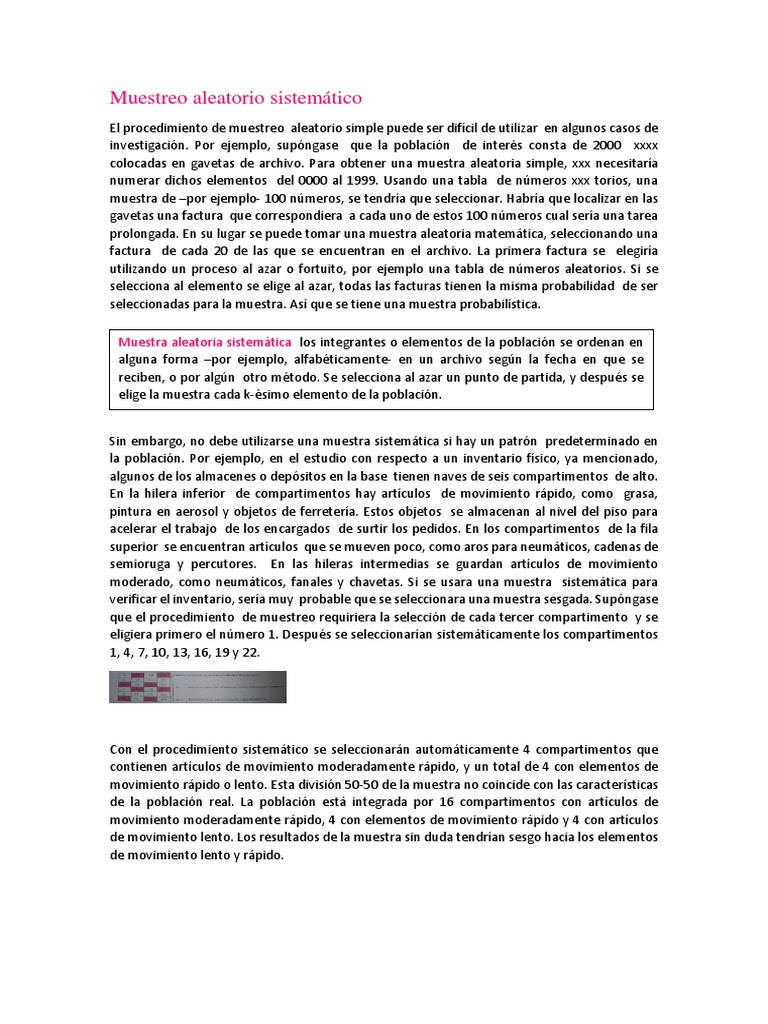 Muestreo Aleatorio Sistemático | PDF | Muestreo (Estadísticas ...