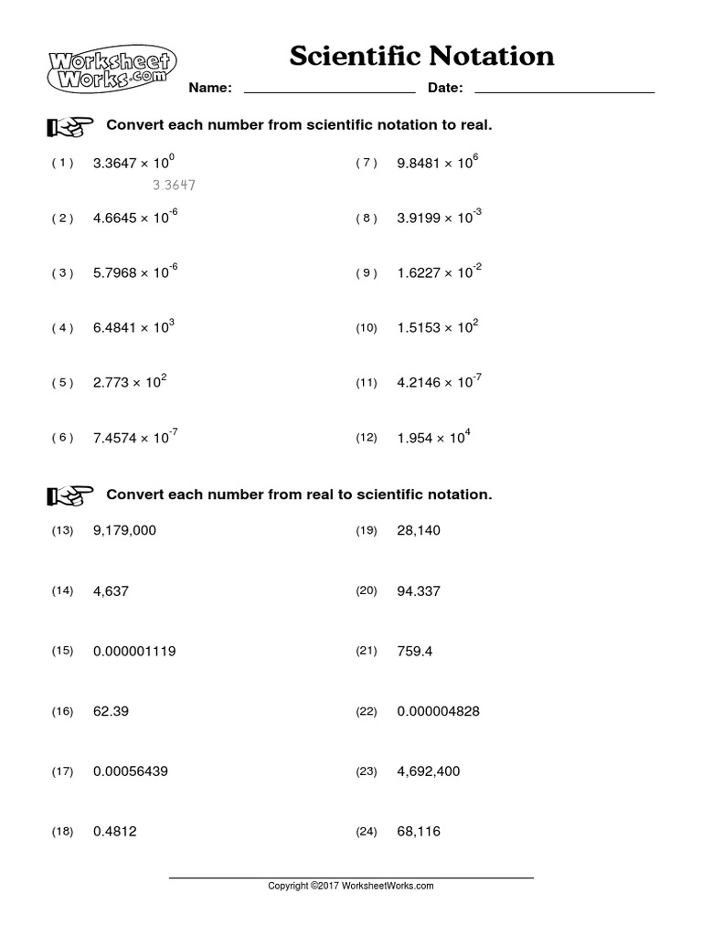 scientific notation pdf Intended For Scientific Notation Worksheet Pdf
