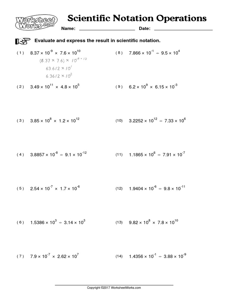 WorksheetWorks Scientific Notation Operations 22  PDF  Teaching With Scientific Notation Worksheet Answer Key