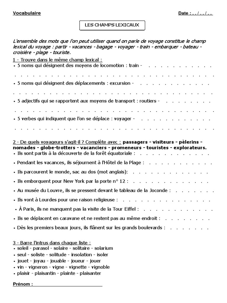 Les Champs Lexicaux