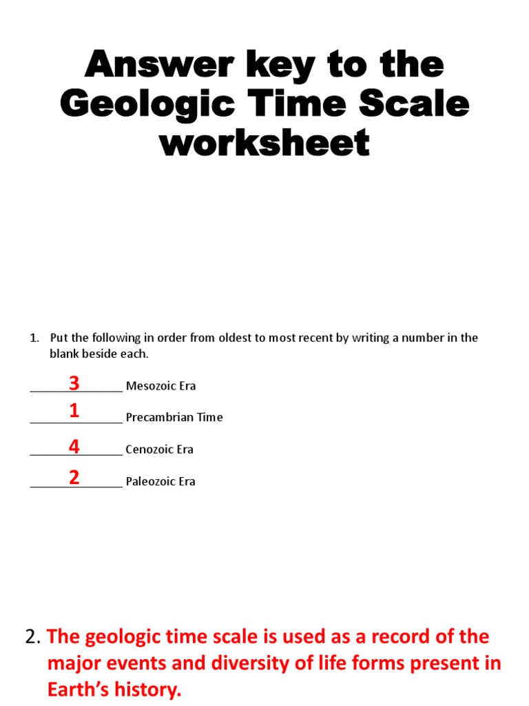 Geologic Time Scale Worksheet Answer Key | PDF | Geologic Time Scale |  Paleontology