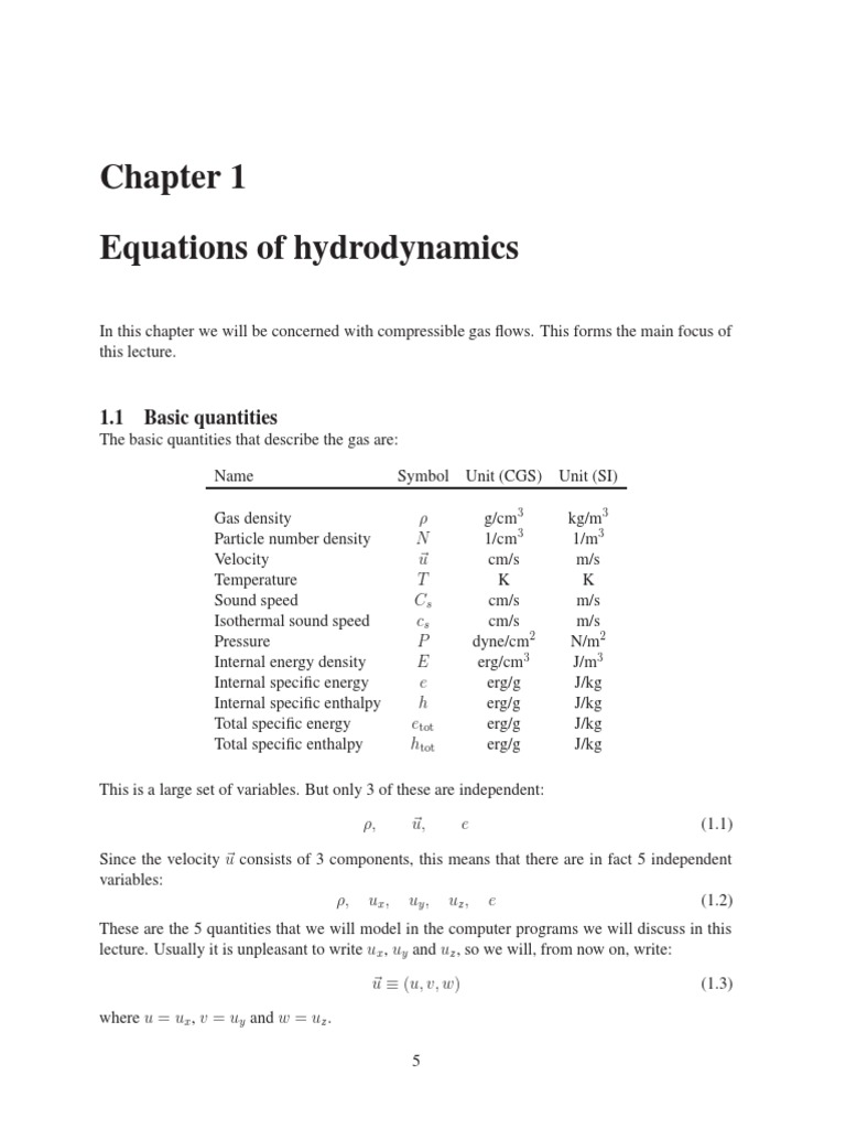 Equations of Hydrodynamics PDF PDF Fluid Dynamics Gases