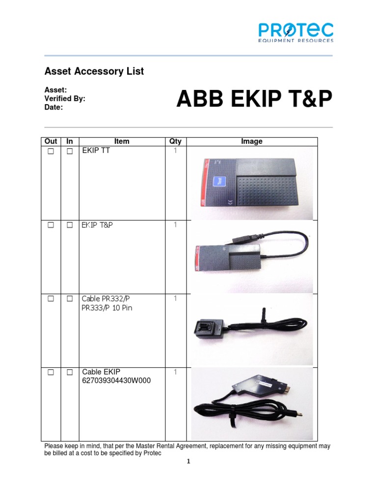 ABB EKIP T&P Equipment Accessory List | PDF