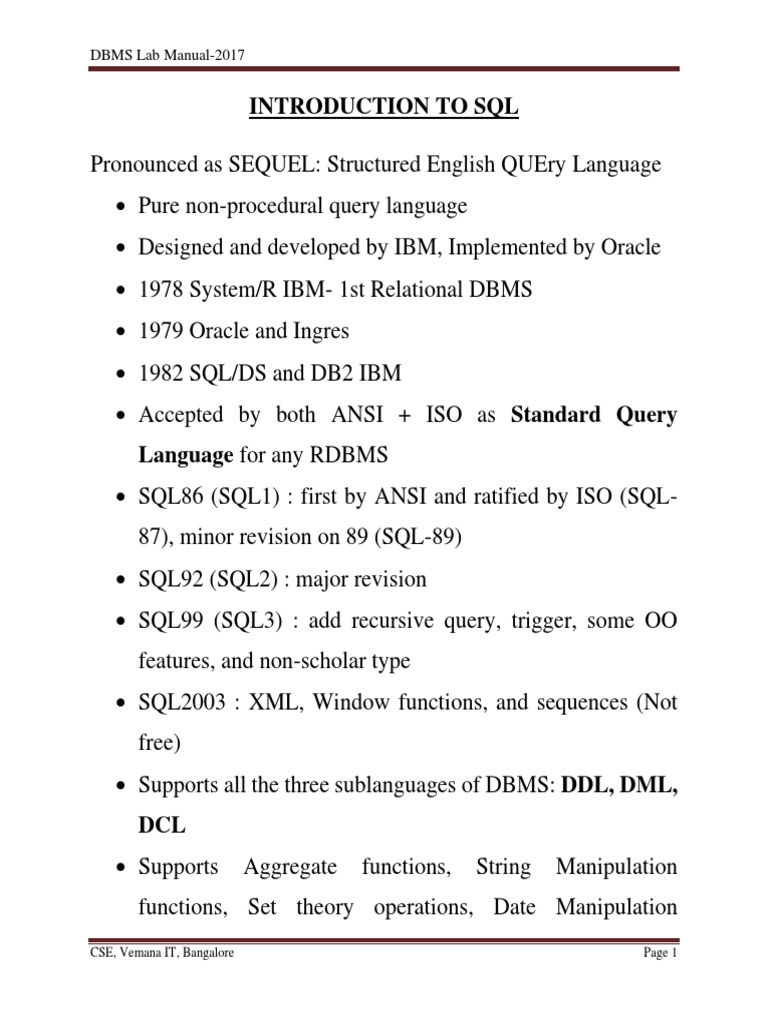 Dbms Lab Manual2017 PDF Relational Model Relational Database