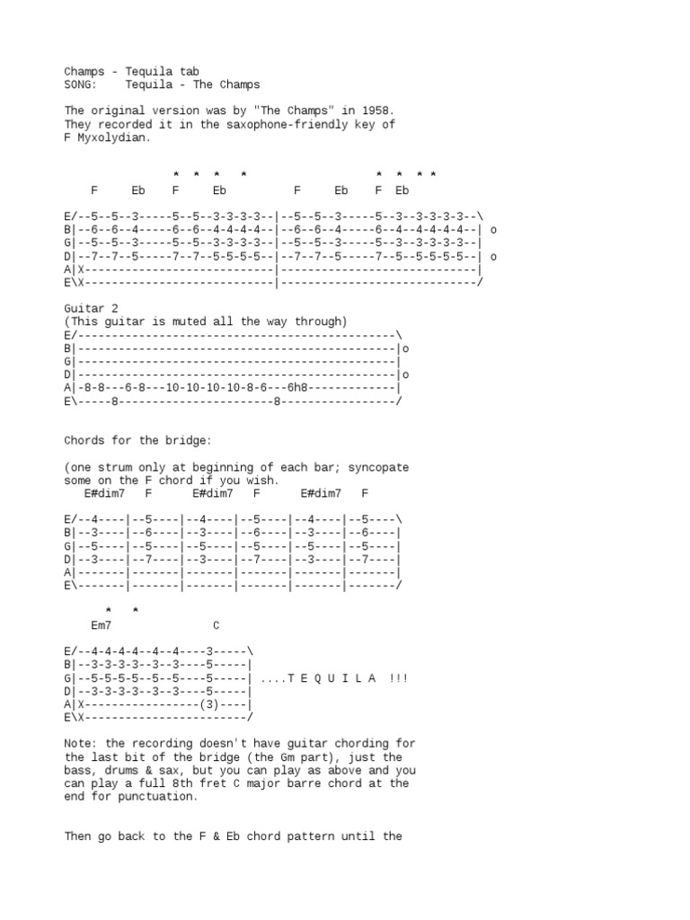 Tequila Pdf Guitars Song Structure