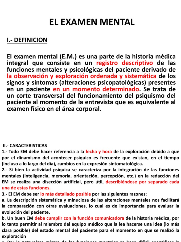 EL_EXAMEN_MENTAL.pdf Psiquis (Psicología) Trastorno mental