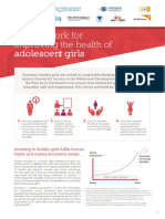 A Framework For Improving The Health Of: Adolescent Girls
