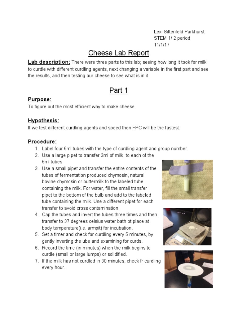 cheese lab report Nature