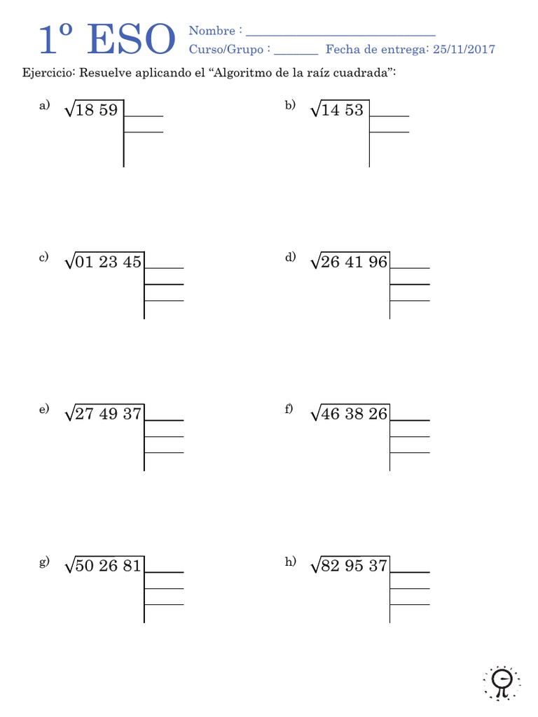 Raíz cuadrada | Free Interactive Worksheets | 945470, image size:768x1024