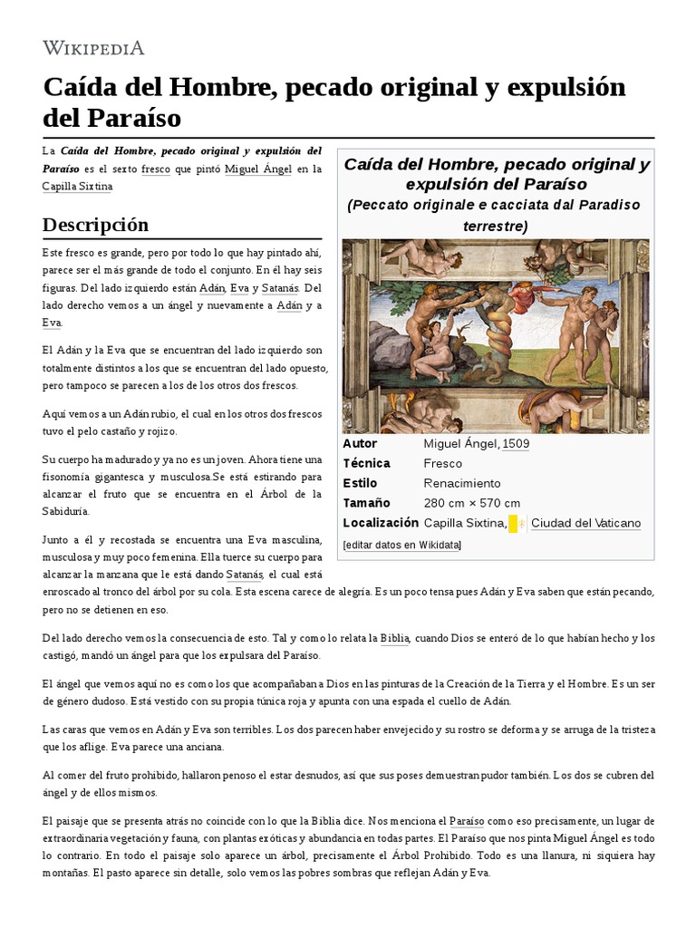 Caída Del Hombre, Pecado Original y