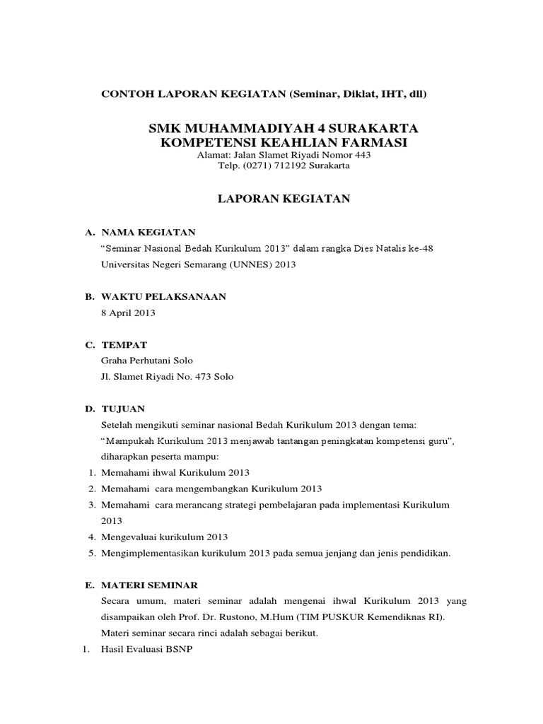 Contoh Laporan Kegiatan Komunikasi Efektif