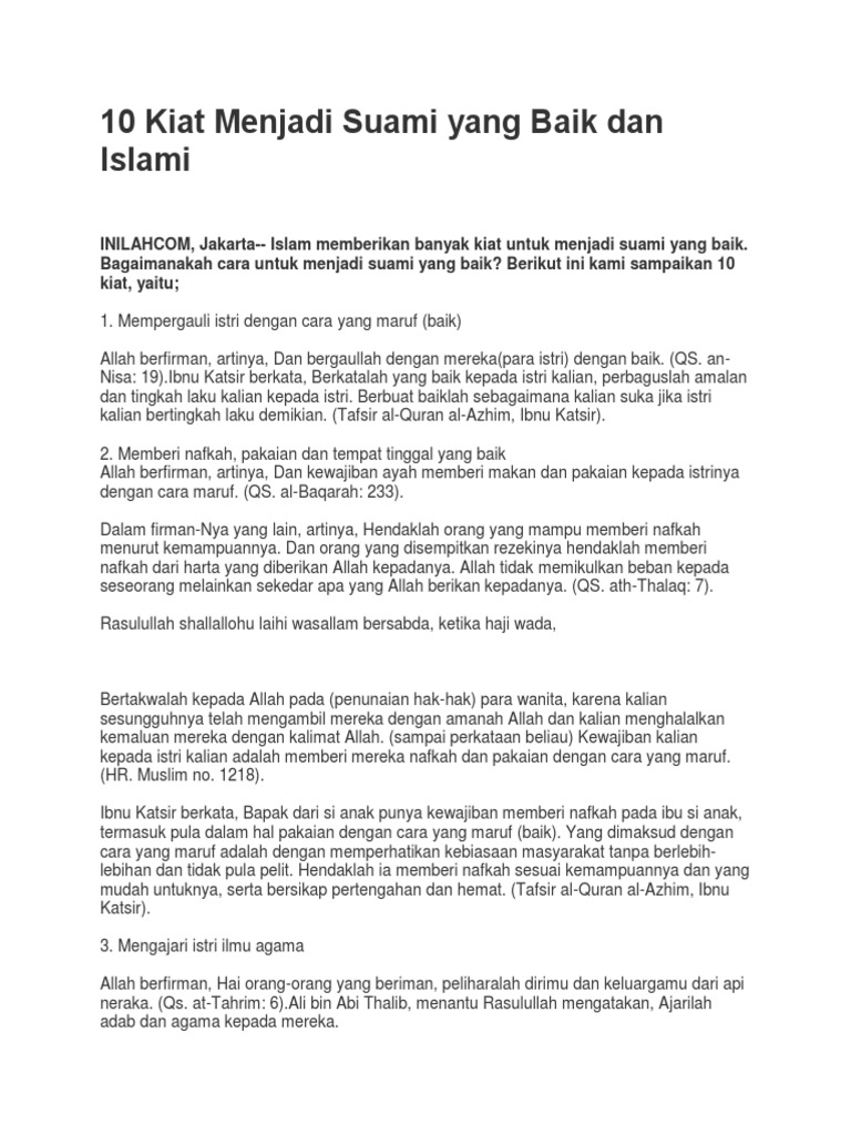 10 Kiat Menjadi Suami Yang Baik Dan Islami