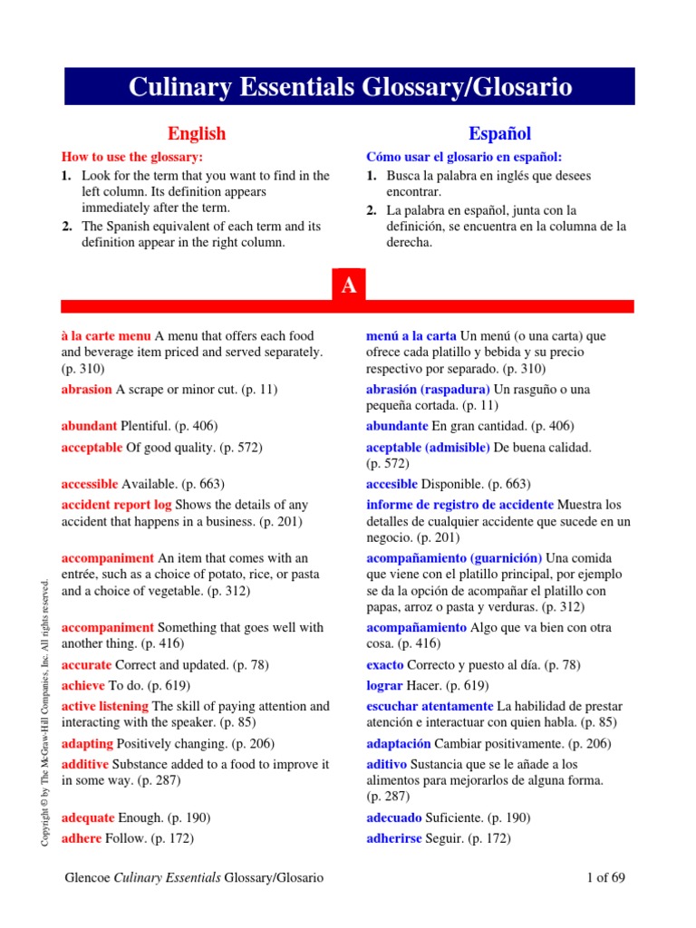 Culinary Essentials Glossary Glosario PDF | PDF | Rebozado (Cocinar ...