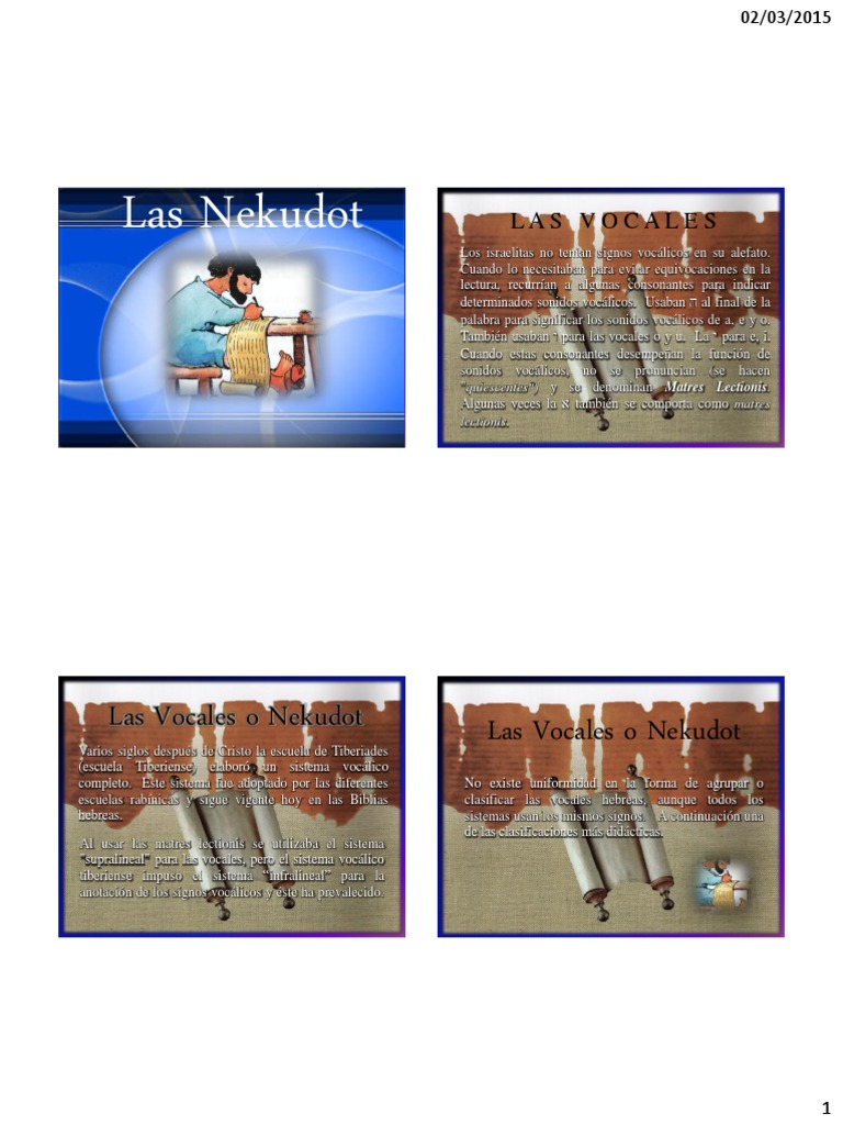 Nekudot: Vocales Hebreas y Matres Lectionis | PDF | Vocal | Lenguaje hebreo