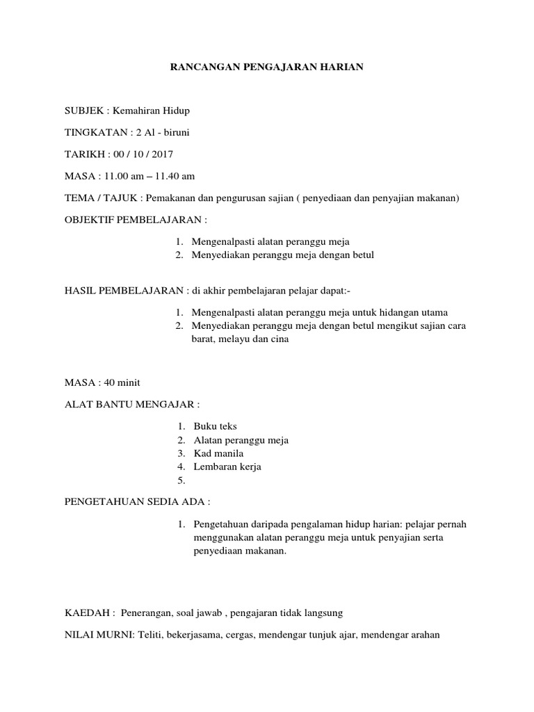 RPH (Amali - Peranggu Meja) | PDF