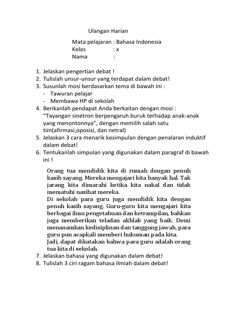 Contoh Soal Debat Pilihan Ganda Dan Jawabannya Dunia Sosial