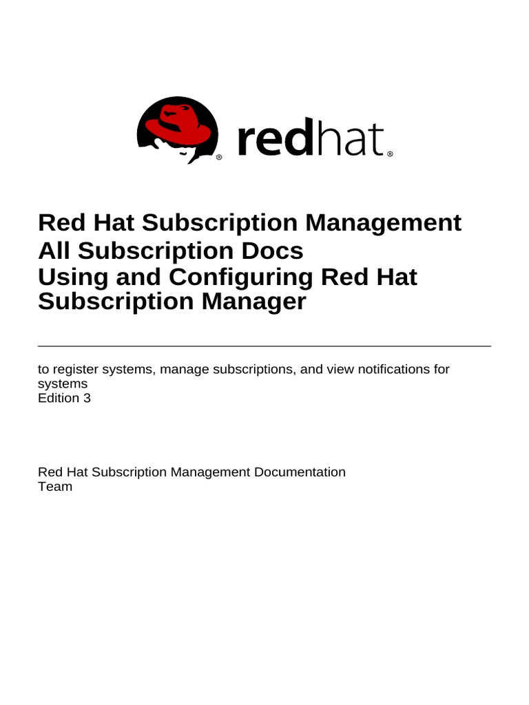 Red Hat Subscription Management 1 RHSM en US | PDF | Red Hat | Command ...