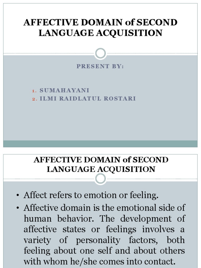 Affective Domain in Second Language Acquisition | PDF | Self Esteem ...