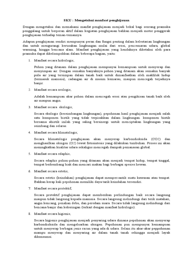 manfaat penghijauan