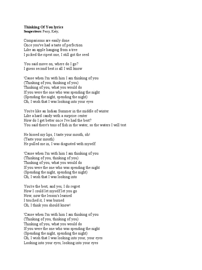 Thinking of You Lyrics | PDF
