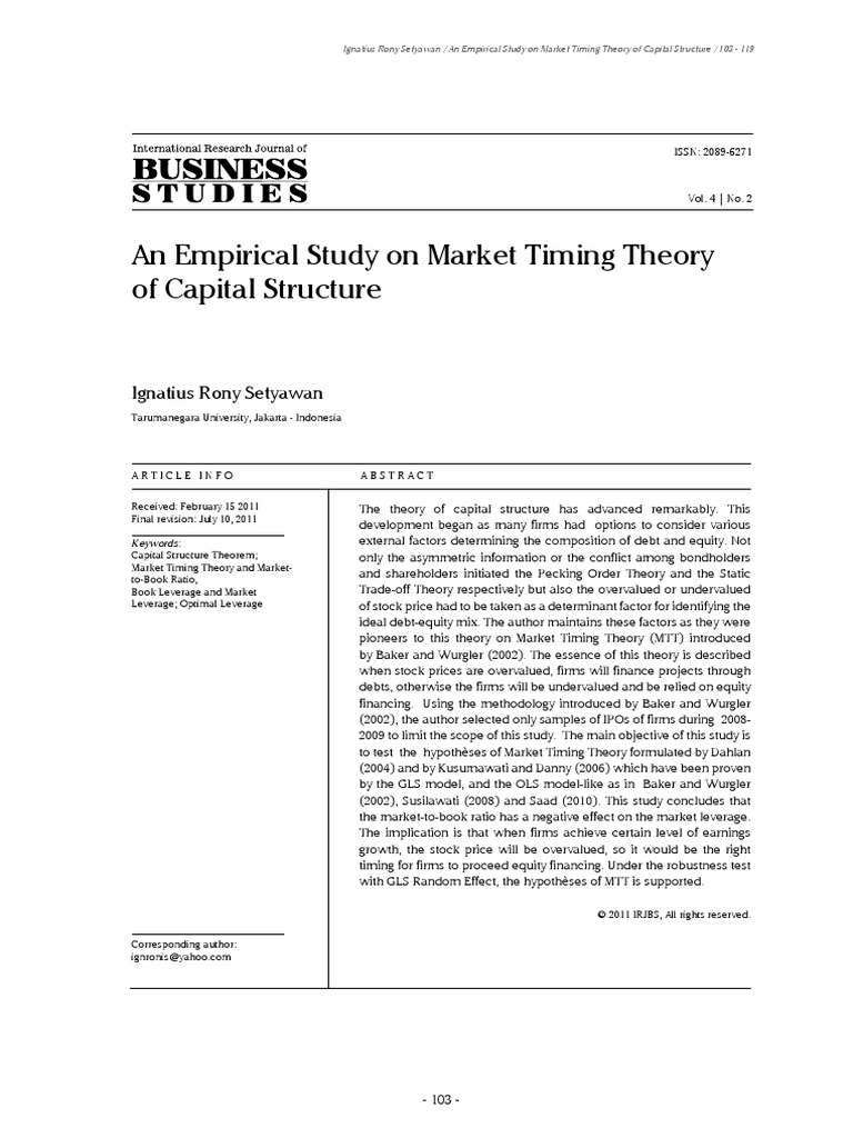 IRJBS 42b (An Empirical Study On Market Timing Theory of Capital