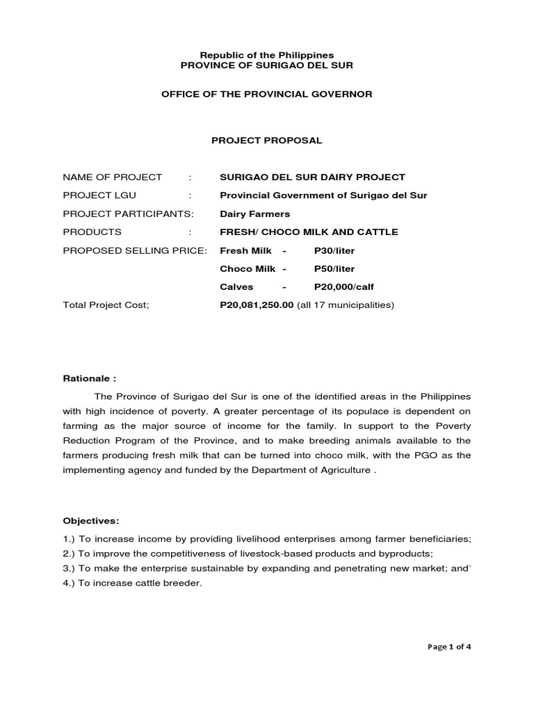 Project Proposal Dairy PDF Dairy Calf
