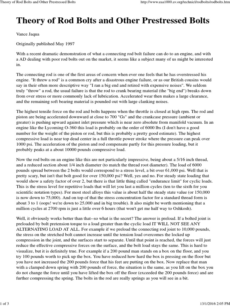 Connecting Rod Bolt Failure PDF Screw Mechanical Engineering