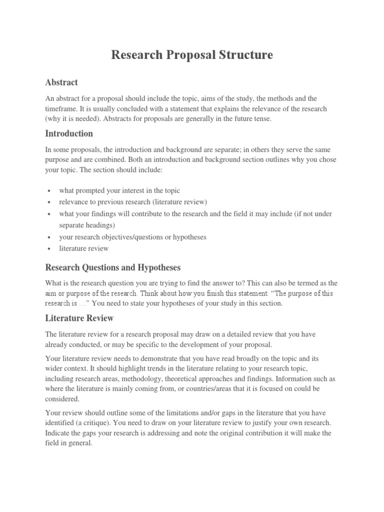 Research Proposal Structure Guide | PDF | Literature Review | Survey ...