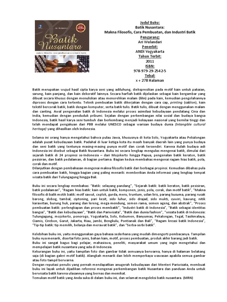 Resensi Buku  Batik  Nusantara 