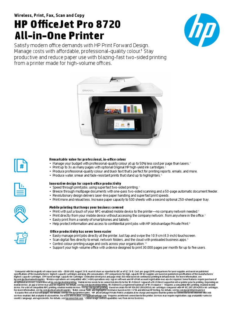 3)-HP OfficeJet Pro 8720 (print,fax,copy,scan and web)