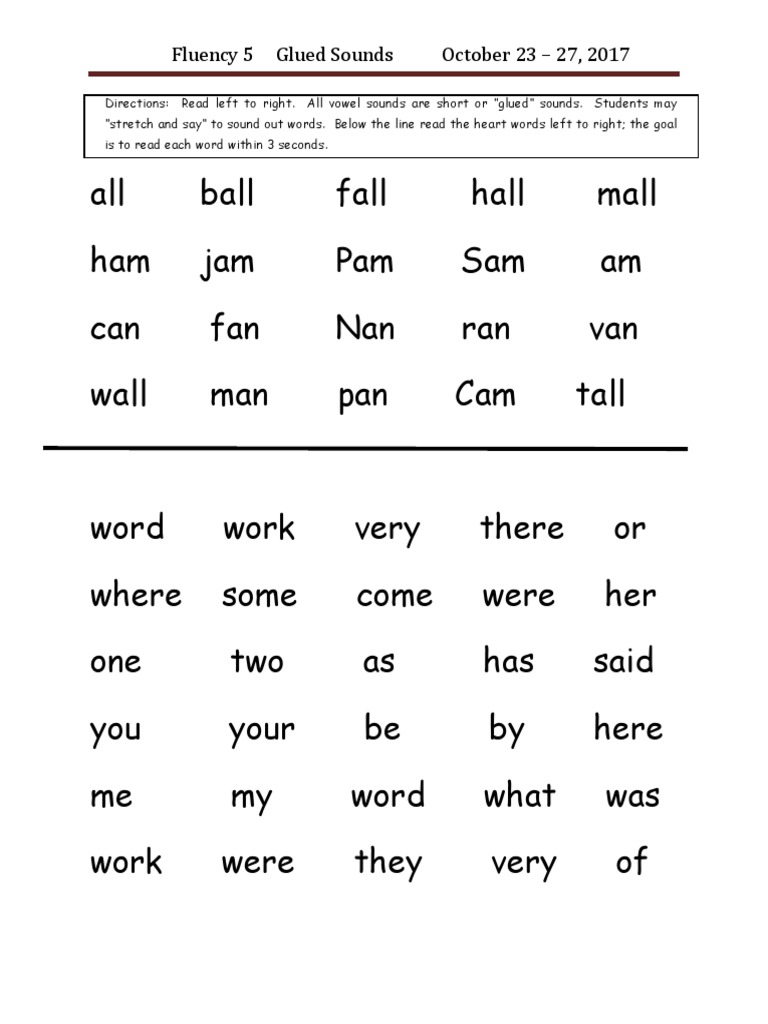 5 Fluency Glued Sounds 2717 - 2718 1 | PDF for Free Printable Glued Sounds Worksheets