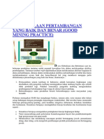 Pengelolaan Pertambangan Yang Baik Dan Benar (Good Mining Practice)