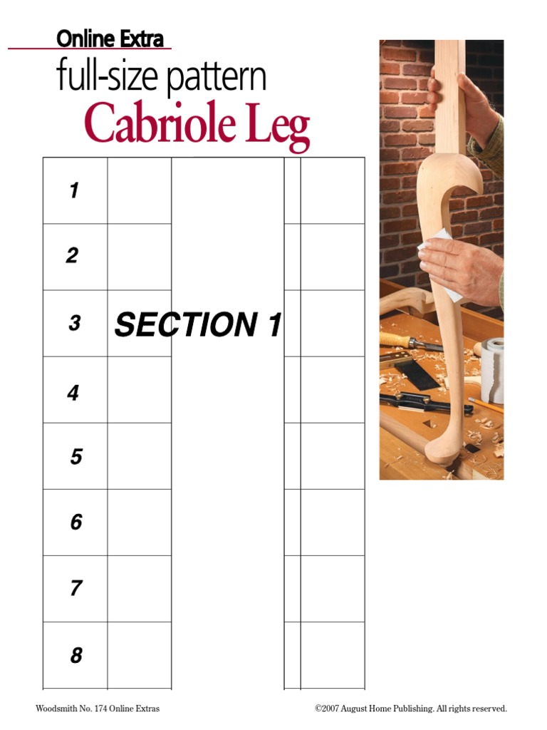 Cabriole Leg: full-size pattern