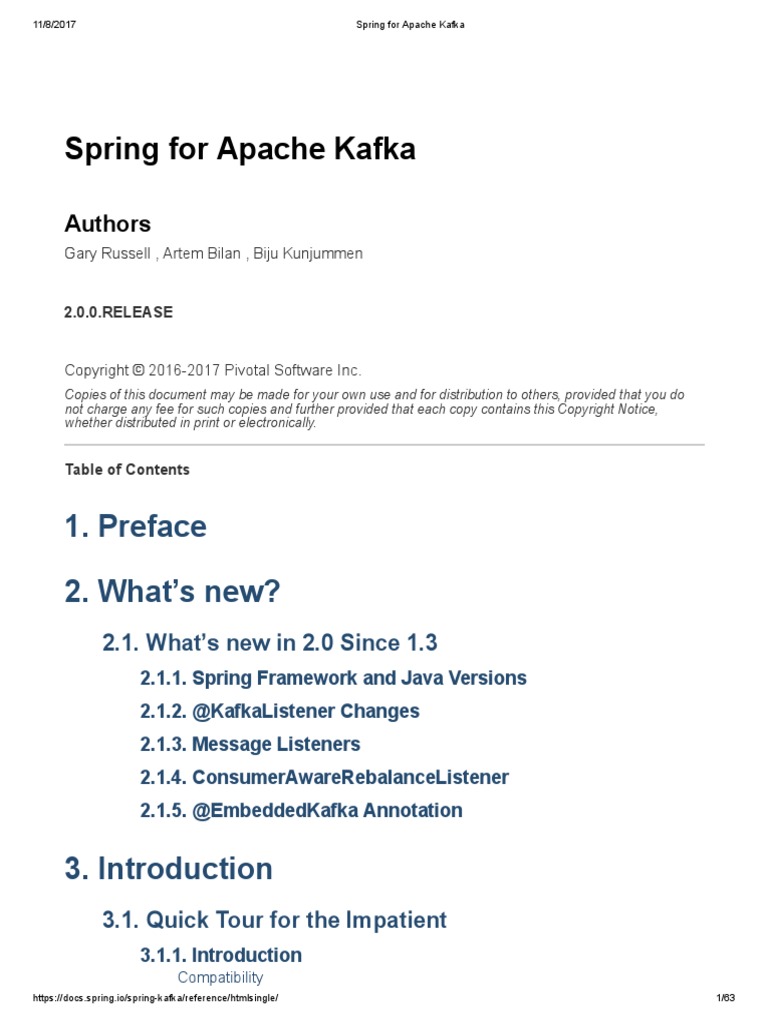 Spring For Apache Kafka PDF | PDF | Constructor (Object Oriented ...