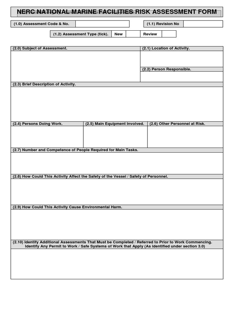 Marine Facility Risk Assessment Template | PDF | Hazards | Risk