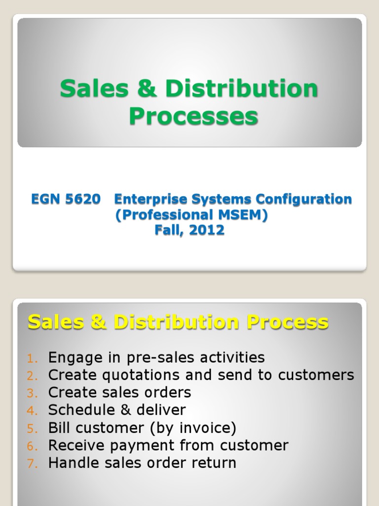Sales & Distribution Processes: (Professional MSEM) | PDF | Invoice ...