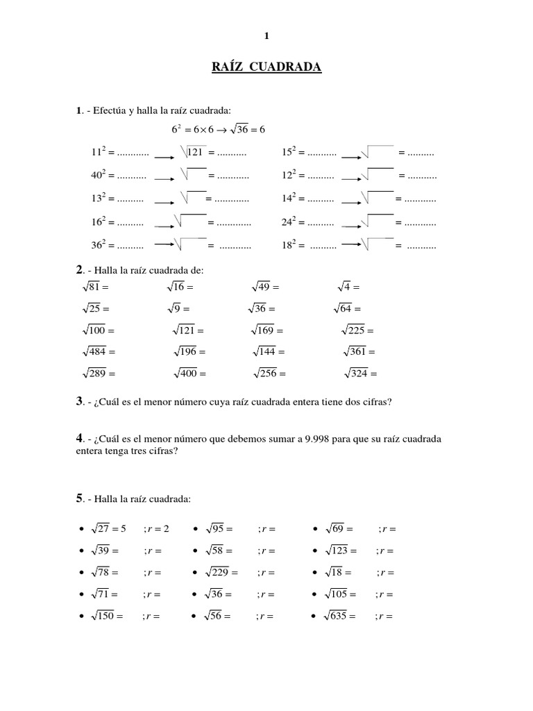 Raiz Cuadrada Pdf Pdf Raíz Cuadrada Funciones Y Mapeos