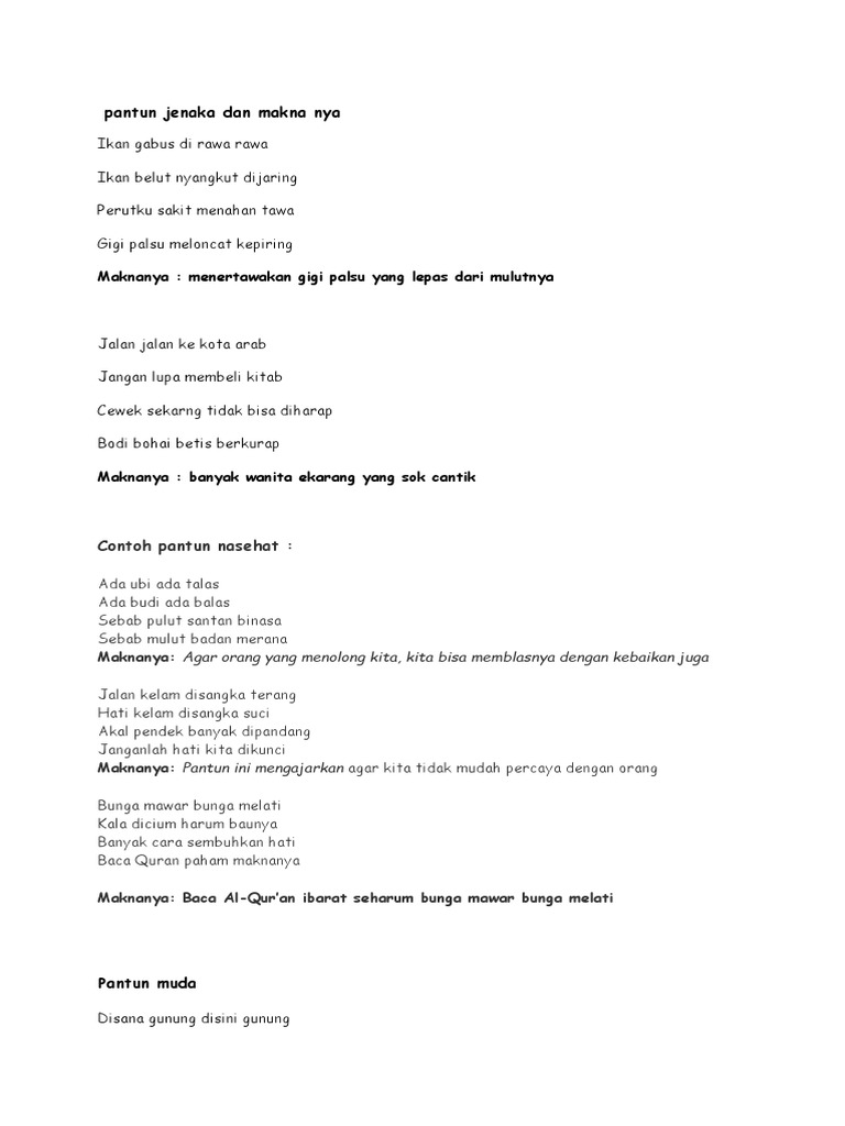 Pantun Jenaka Dan Makna Nya Pdf
