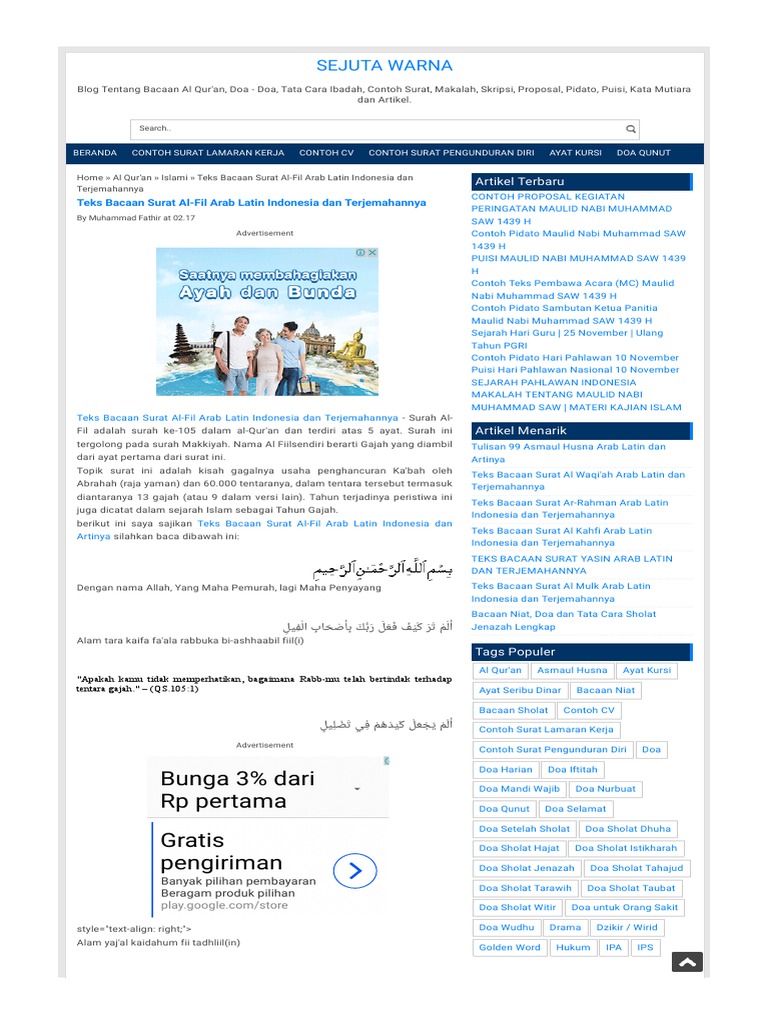 Teks Bacaan Surat Al Fil Arab Latinhtml