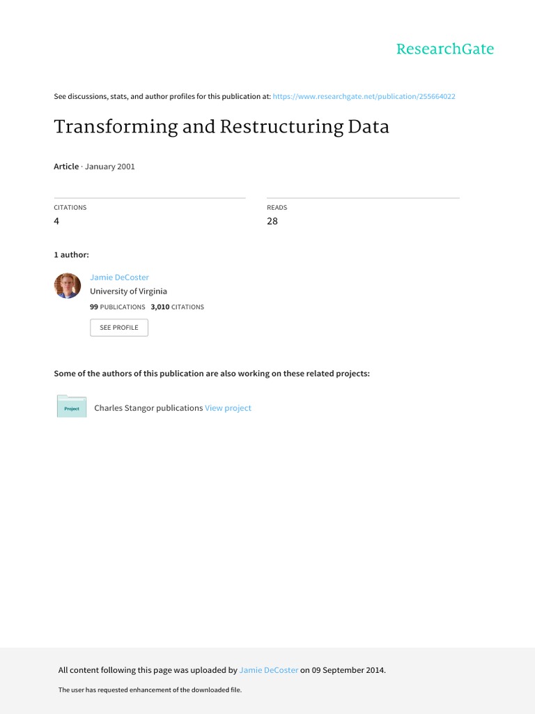 Transforming and Restructuring Data | PDF | Sas (Software) | Normal ...