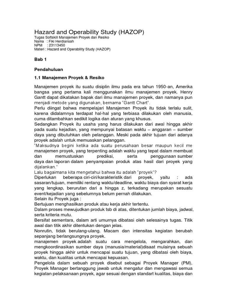 Studi HAZOP dalam Manajemen Proyek | PDF | Bisnis