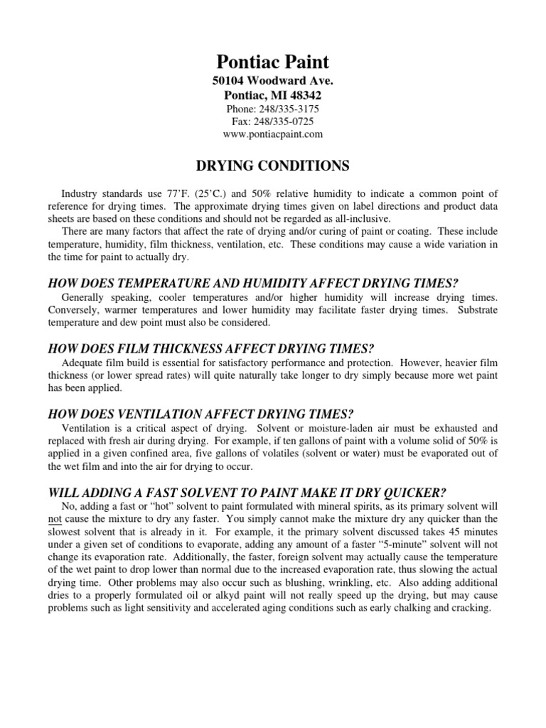 Drying Conditions PDF Paint Humidity