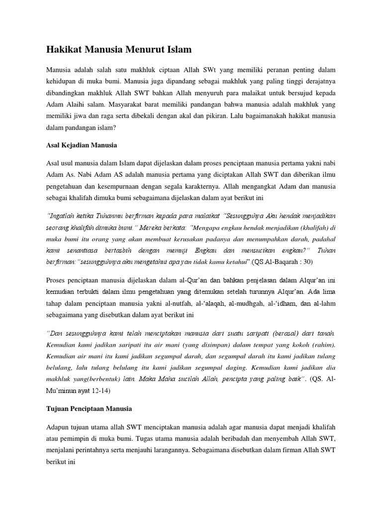 Hakikat Manusia Menurut Islam Pdf