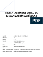 Diap. 1 Presentación Del Curso de Mecanización Agrícola I - G