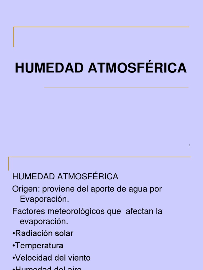 Factores y Medición de Humedad Atmosférica | PDF | Humedad | Ciencias ...